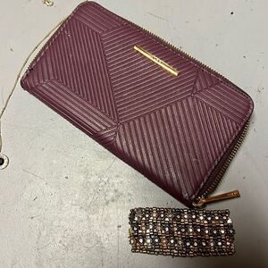 Purple and Gold Faux Leather Aldo Full Zip Wallet
